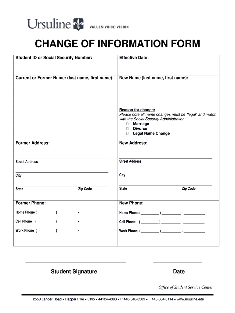Student ID or Social Security Number - ursuline Preview on Page 1