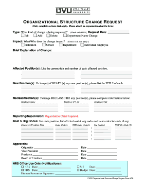 Organizational Structure Change Request Form