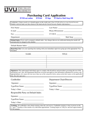 Download credit card application form - Purchasing Card Application - UVU - uvu