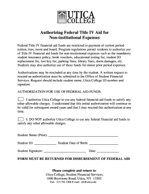 Federal Title IV Aid Authorization Form