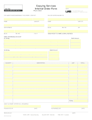 UAB Copying Services Order Form