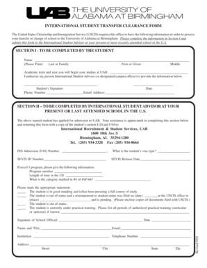 International Student Transfer Clearance Form