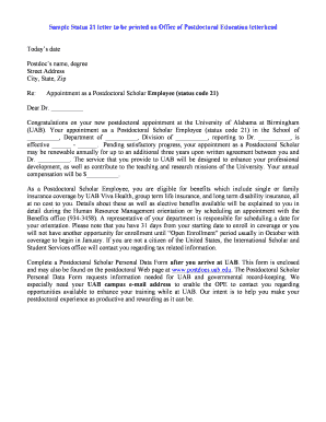 Status of appointment sample - Status 21 Employee Appointment Letter - University of Alabama at ... - uab