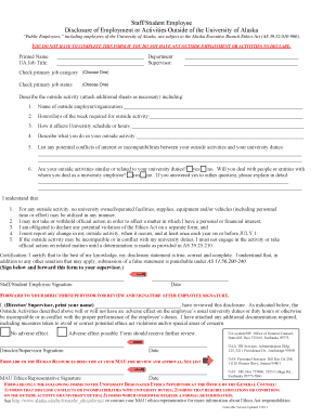University of Alaska Outside Employment Disclosure Form