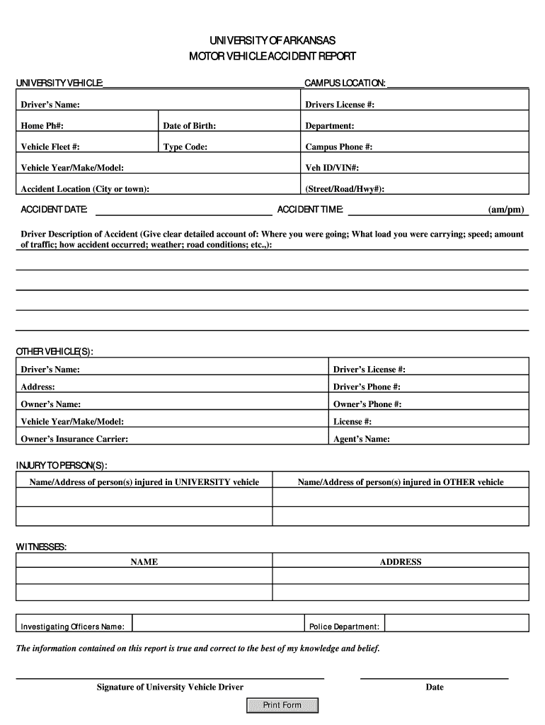 Motor Vehicle Accident Report Preview on Page 1