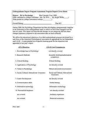 Progress report format - Degree BA in Psychology - ualr