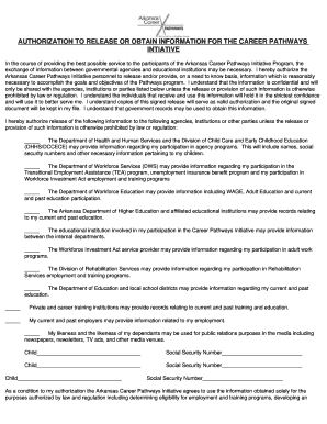 Authorization to Release Information for Arkansas Career Pathways Initiative