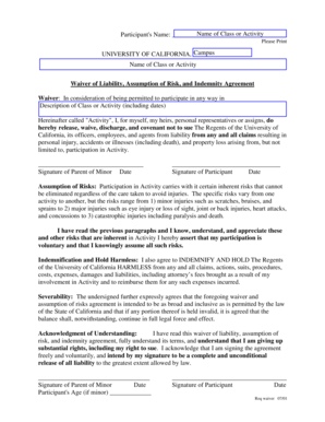 University of California Waiver of Liability