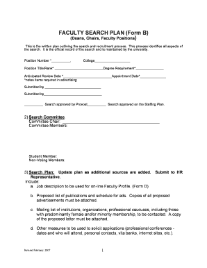 FACULTY SEARCH PLAN (Form B)