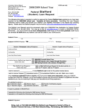 Federal Stafford Loan Request Form
