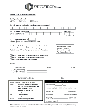 Credit Card Authorization Form
