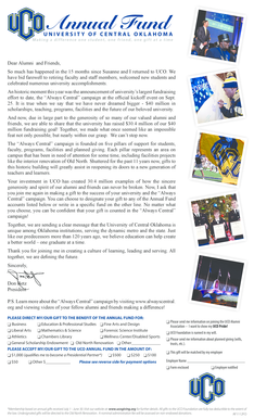 University of Central Oklahoma Annual Fund Donation Form
