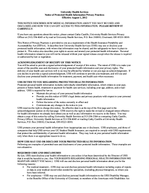 University Health Services HIPAA Privacy Notice