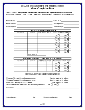 College Minor Completion Form