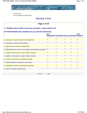 NEW RECORD - DATA COLLECTION FORM Page 1 of 1 CU-BOULDER CATHY - colorado