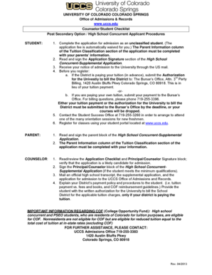 University of Colorado Colorado Springs High School Concurrent Application