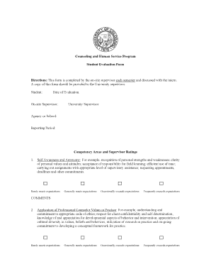 Student Evaluation Form