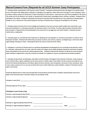 Waiver/Consent Form (Required for all UCCS Summer Camp ... - uccs