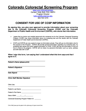 Colorado Colorectal Screening Program Consent