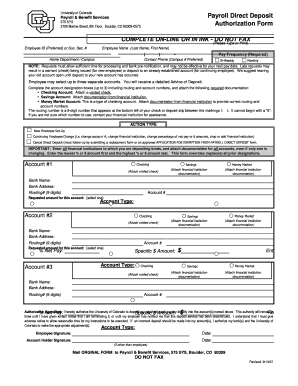 Payroll Direct Deposit Authorization Form - University of Colorado ... - ucdenver