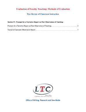 Narrative Classroom Observation Report