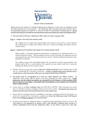 University of Delaware Group Visit Request Form