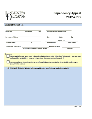 Dependency Appeal Form