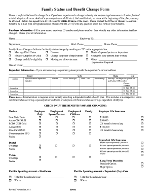 Family Status and Benefit Change Form