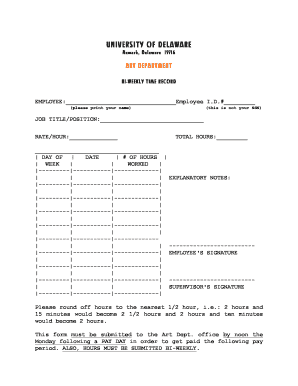 Nurse time sheet - Work Study/Model Time Sheet - University of Delaware - udel