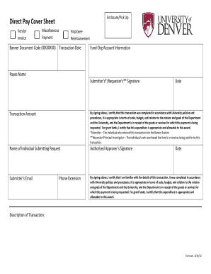 Direct Pay Cover Sheet - du