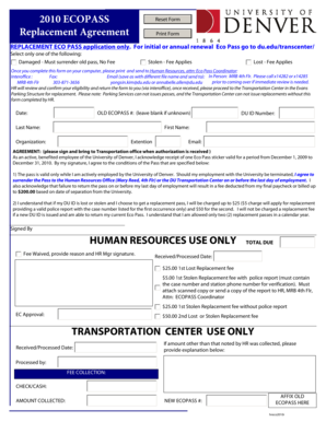 Dd5 report - 2010 ECOPASS Replacement Agreement - University of Denver - du