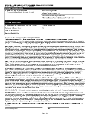 Federal Perkins Loan Master Promissory Note