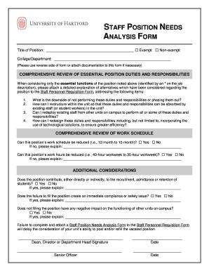 Sample of log book for school - STAFF POSITION NEEDS ANALYSIS FORM - hartford