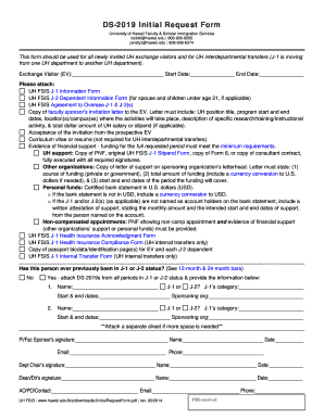 DS-2019 Initial Request Form - University of Hawaii - hawaii