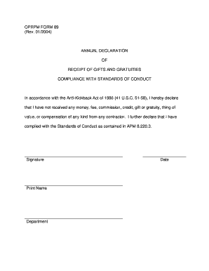 OPRPM Form 89 Annual Declaration