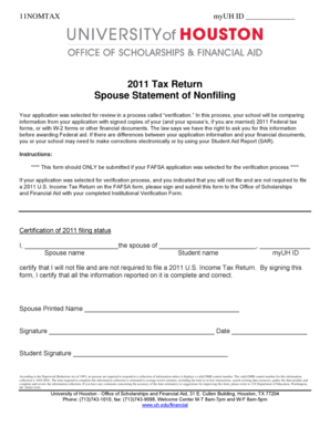 2011 Spouse Statement of Nonfiling