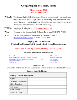 Cougar Spirit Bell Entry Form 2011.pdf - University of Houston - uh