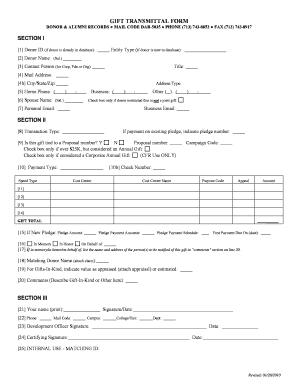 Gift Transmittal Form