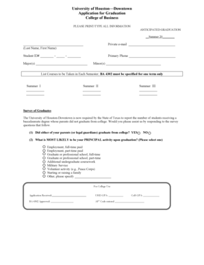 University of Houston Downtown Graduation Application