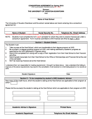 Consortium Agreement for Financial Aid