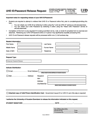 UHD ID/Password Release Request Form