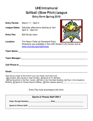 Printable baseball lineup card pdf - Entry Form Spring 2010 - the University of Houston-Downtown! - uhd