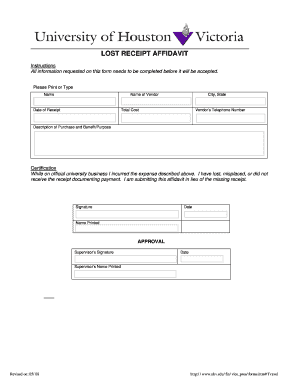 Affidavit of Lost Receipt UHV.doc - uhv