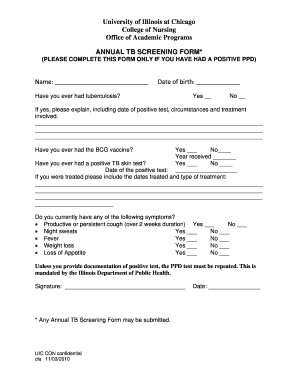 Annual TB Screening Form