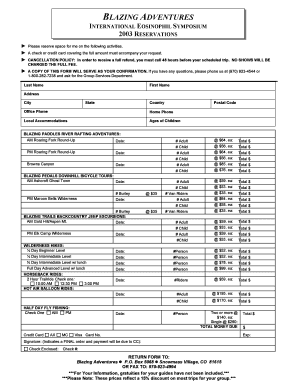 Blazing Adventures Reservation Form