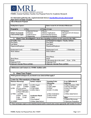 mrl central facility use proposal electronic form change of scope