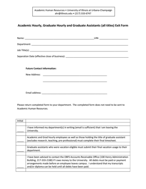 University of Illinois Exit Form