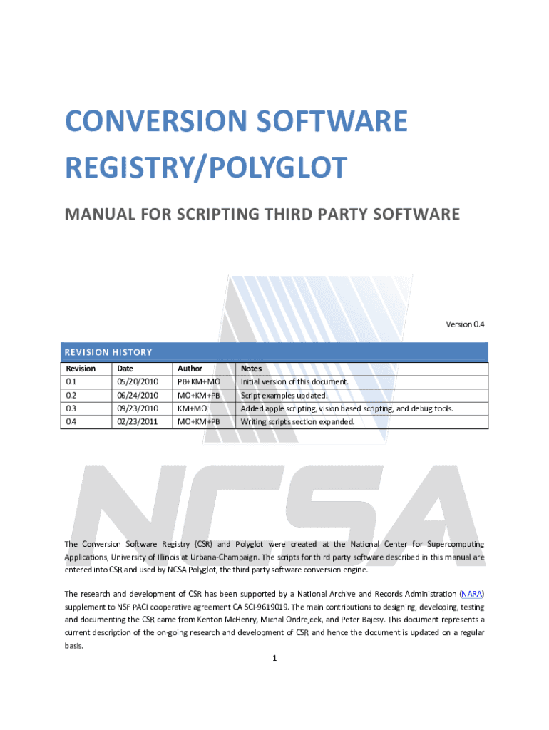 conversion software registry polyglot manual for scripting - ISDA Preview on Page 1