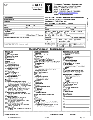 Veterinary Diagnostic Lab Form