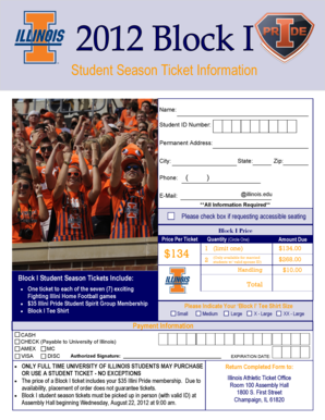 University of Illinois Student Season Ticket Application